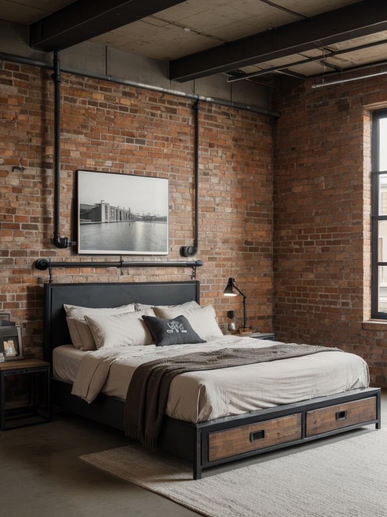 industrial-bedroom-ideas-exposed-brick-walls-metal-accents-raw-materials-cool-edgy-urban-loft-feel