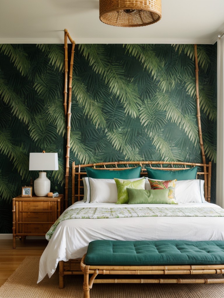 tropical-inspired-bedroom-ideas-featuring-lush-greenery-bold-prints-accents-bamboo-rattan-tropical-paradise-vibe