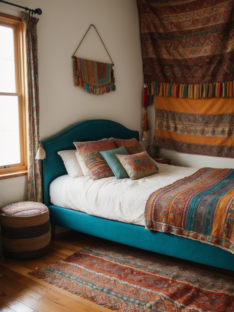 bohemian-bedroom-ideas-vibrant-colors-eclectic-patterns-lots-cozy-textiles-like-floor-pillows-tapestries