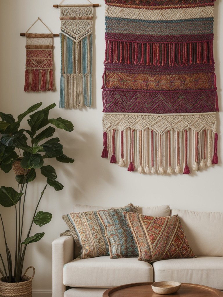 incorporating-vibrant-patterns-macrame-wall-hangings-layered-textiles