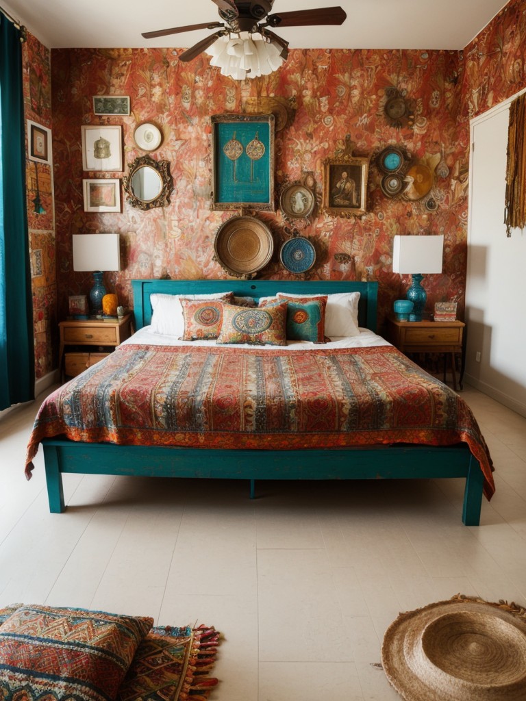 bohemian-inspired-bedroom-design-eclectic-patterns-vibrant-colors-mix-vintage-handmade-furniture-accessories