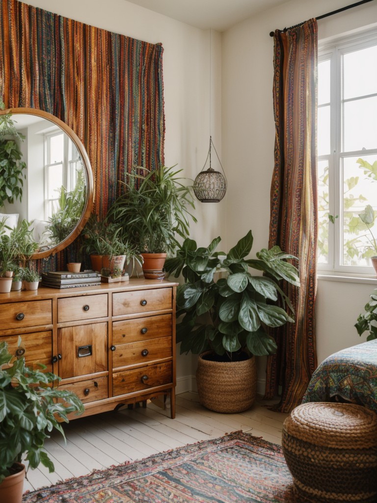 bohemian-bedroom-ideas-vibrant-patterns-eclectic-furniture-lots-plants-relaxed-free-spirited-vibe