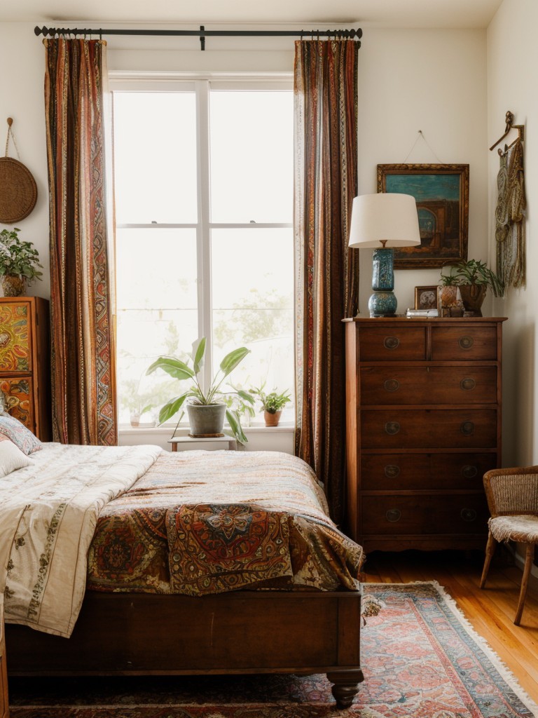 bohemian-bedroom-ideas-eclectic-mix-patterns-textures-colors-incorporating-vintage-furniture-unique-decor-pieces
