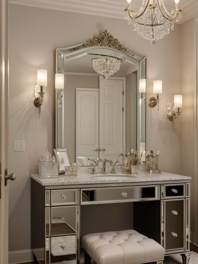 glamorous-bedroom-ideas-luxurious-touches-touch-sparkle-featuring-crystal-chandelier-mirrored-vanity-table