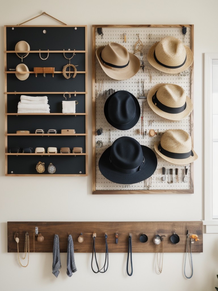 install-pegboard-wall-to-hang-organize-various-accessories-like-hats-jewelry