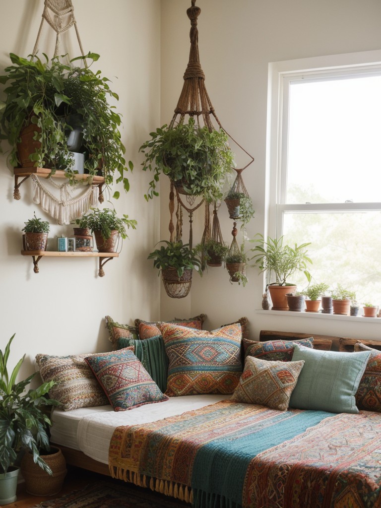 bohemian-bedroom-ideas-vibrant-colors-eclectic-patterns-laid-back-vibe-incorporating-hanging-plants-macrame-wall-hangings-floor-pillows