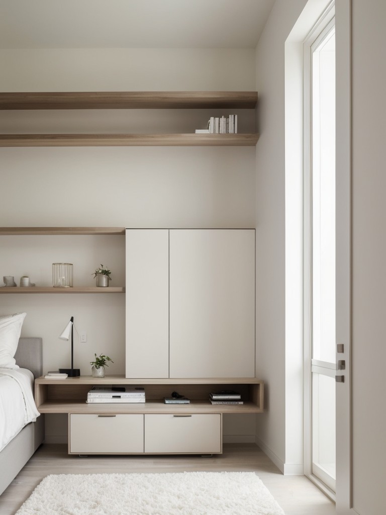 minimalist-bedroom-ideas-neutral-color-palette-sleek-furniture-uncluttered-design-incorporating-floating-shelves-hidden-storage-solutions