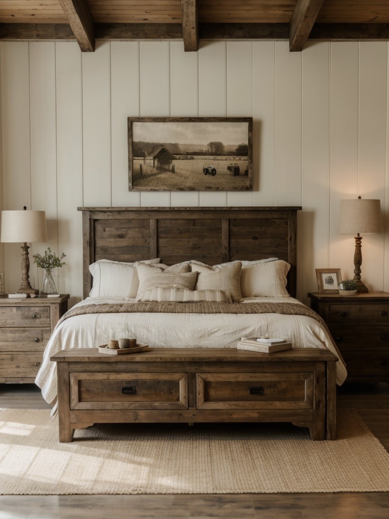 farmhouse-bedroom-ideas-rustic-wooden-furniture-vintage-decor-neutral-tones-evoking-cozy-nostalgic-feel
