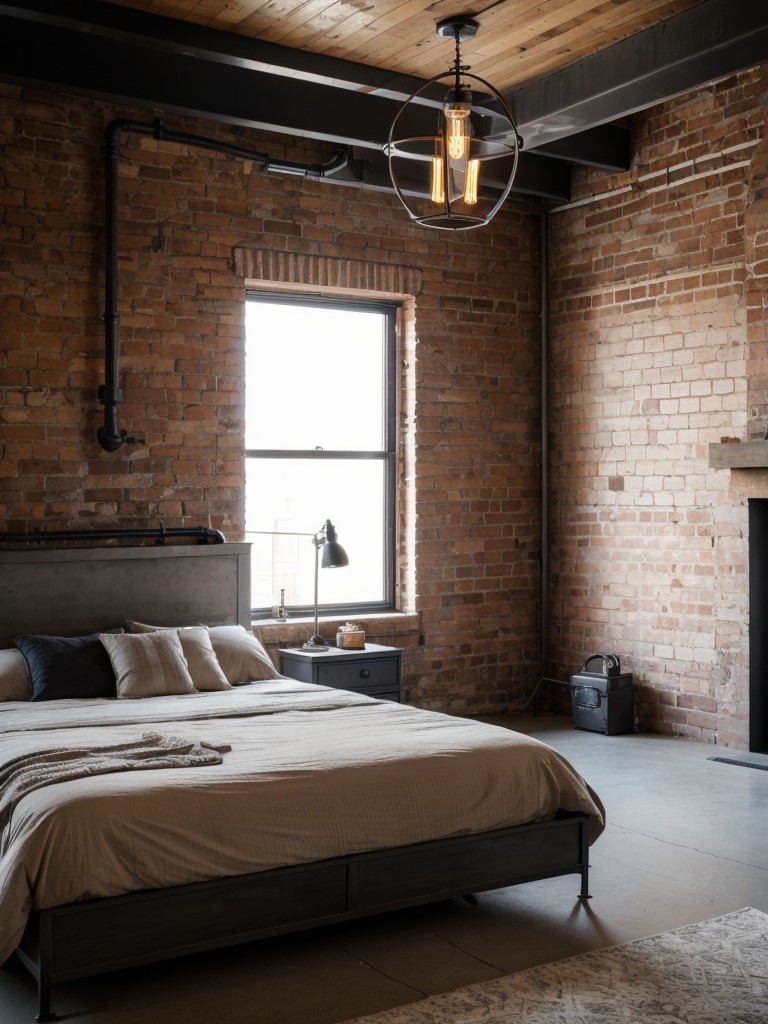 industrial-bedroom-ideas-exposed-brick-walls-metal-accents-edison-bulb-lighting-modern-edgy-look