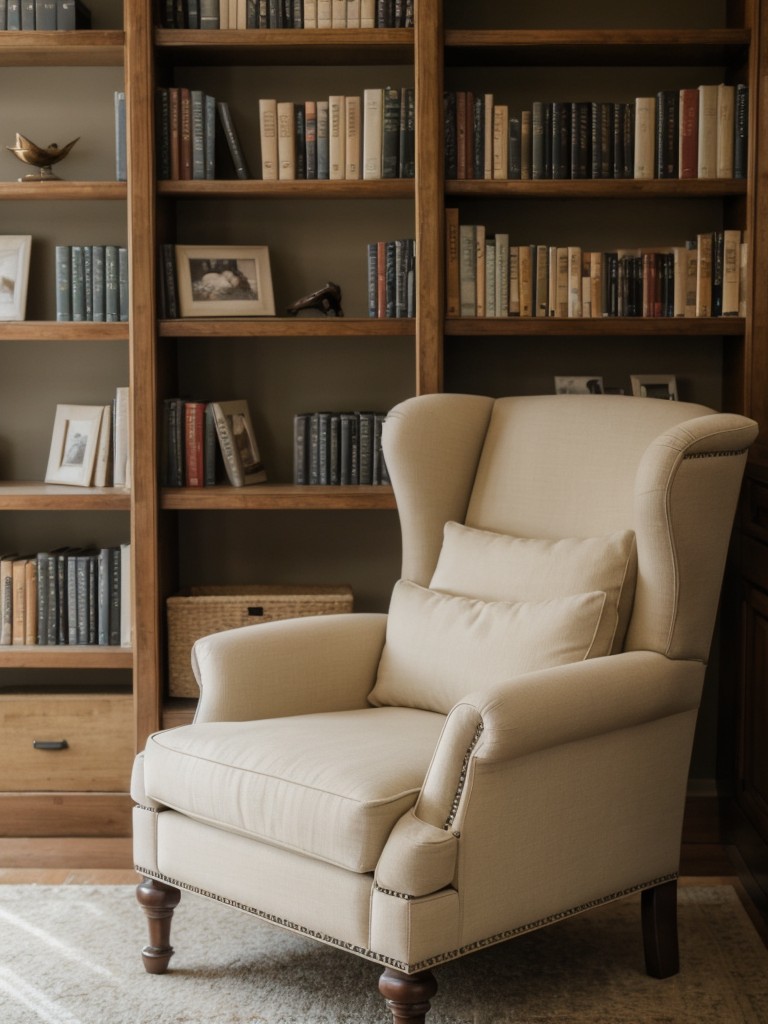 create-reading-nook-comfortable-armchair-nearby-bookshelf-filled-your-favorite-novels