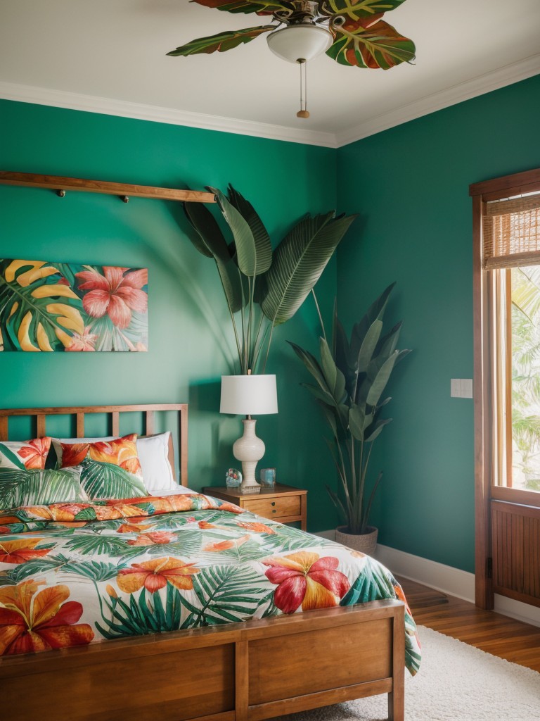 tropical-bedroom-ideas-vibrant-colors-tropical-prints