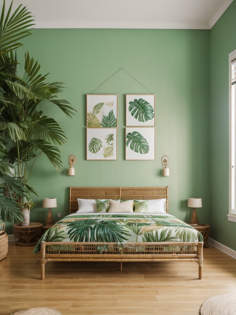 tropical-inspired-bedroom-ideas-palm-leaf-prints-rattan-furniture-color-palette-inspired-tropics