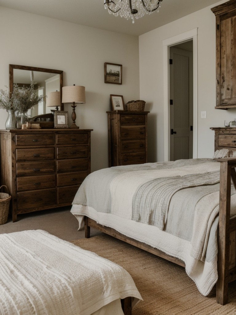 farmhouse-bedroom-ideas-rustic-wood-furniture-vintage-accessories-cozy-textiles-creating-charming-cozy-country-retreat
