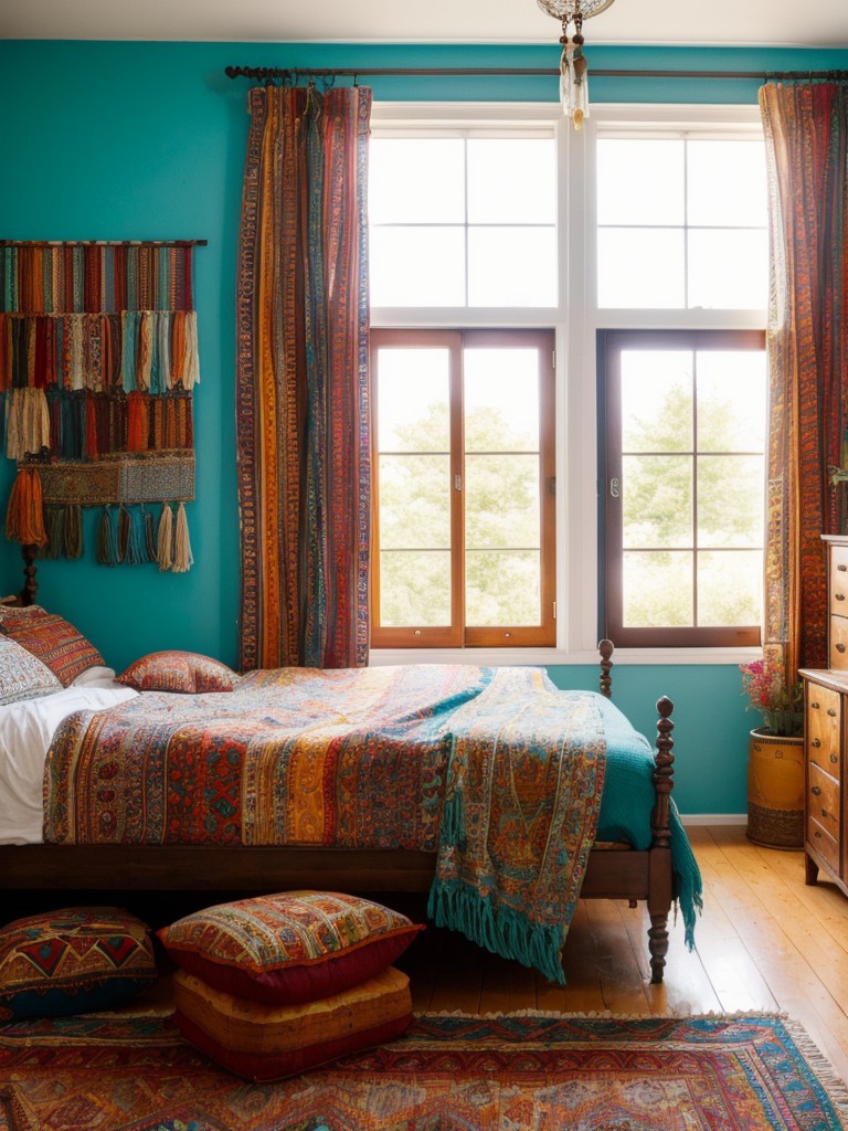 bohemian-bedroom-ideas-free-spirited-eclectic-vibe-vibrant-patterns-global-inspired-decor-utilizing-mix-vintage-furniture-colorful-textiles