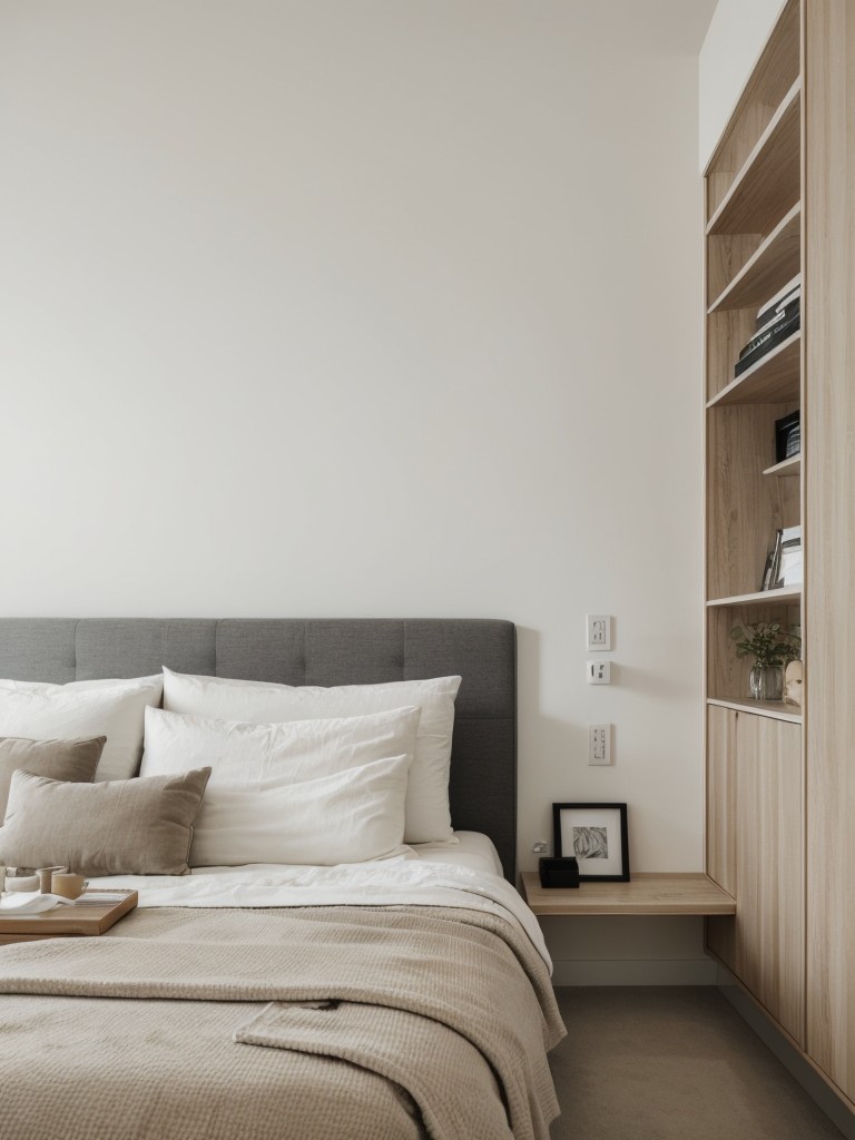 minimalist-bedroom-ideas-neutral-color-palette-sleek-furniture-clutter-free-design-utilizing-wall-mounted-shelves-under-bed-storage