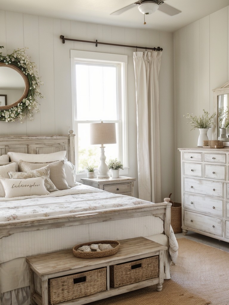 farmhouse-bedroom-ideas-whitewashed-furniture-floral-patterns-rustic-accessories-charming-cozy-feel