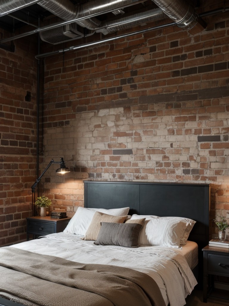 industrial-inspired-bedroom-ideas-exposed-brick-walls-metal-accents-mix-modern-vintage-furniture-giving-raw-edgy-aesthetic