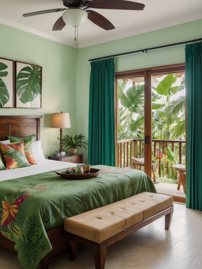 tropical-bedroom-ideas-lush-greenery-vibrant-colors-tropical-prints-resort-like-getaway