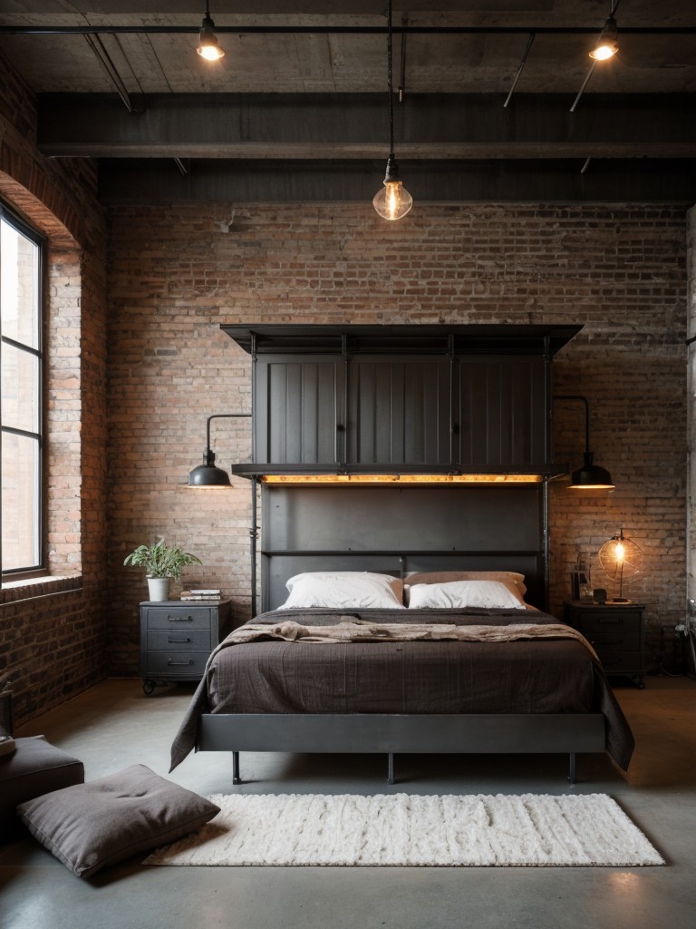 industrial-loft-bedroom-ideas-exposed-brick-walls-metal-accents-raw-materials-paired-minimalistic-furniture-vintage-inspired-lighting-cool-edgy-aesthe