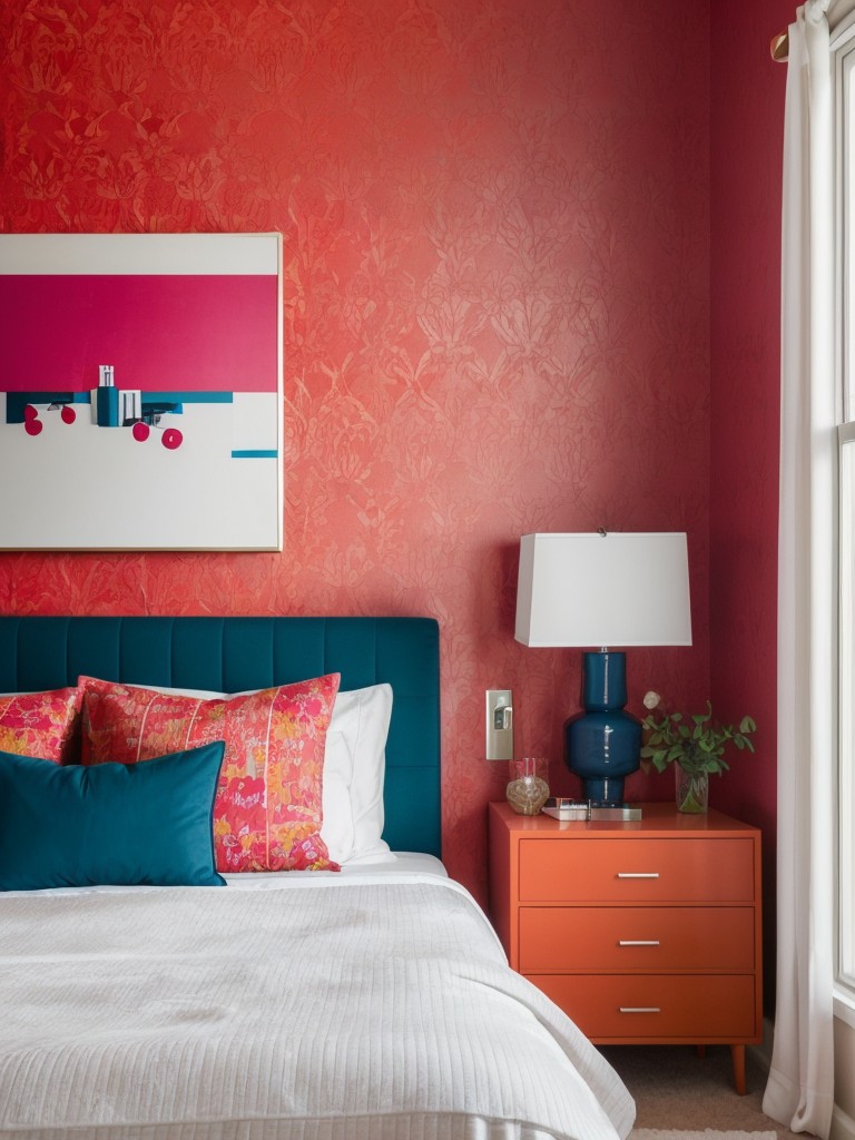 bold-vibrant-bedroom-ideas-statement-wallpaper-colorful-artwork-creating-energetic-playful-atmosphere