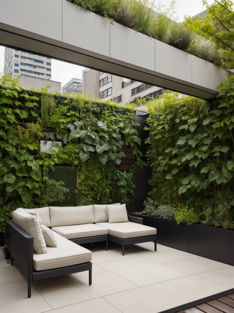 urban-backyard-designs-rooftop-garden-sleek-furniture-vertical-garden-wall-to-maximize-space