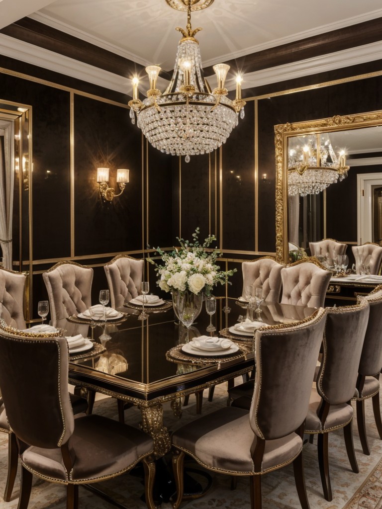 glamorous-dining-room-ideas-luxurious-velvet-chairs-crystal-chandeliers