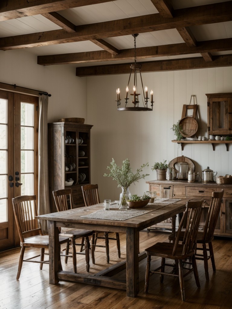 farmhouse-dining-room-ideas-rustic-wood-accents-cozy-textiles-vintage-inspired-lighting