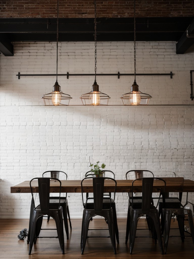 industrial-dining-room-ideas-exposed-brick-walls-metal-accents-edgy-lighting-fixtures