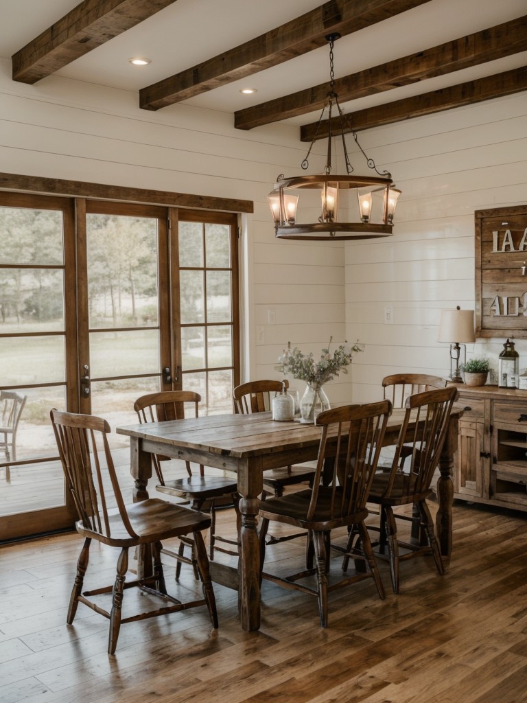 farmhouse-dining-room-ideas-rustic-furniture-vintage-accessories-shiplap-walls-charming-cozy-country-inspired-space