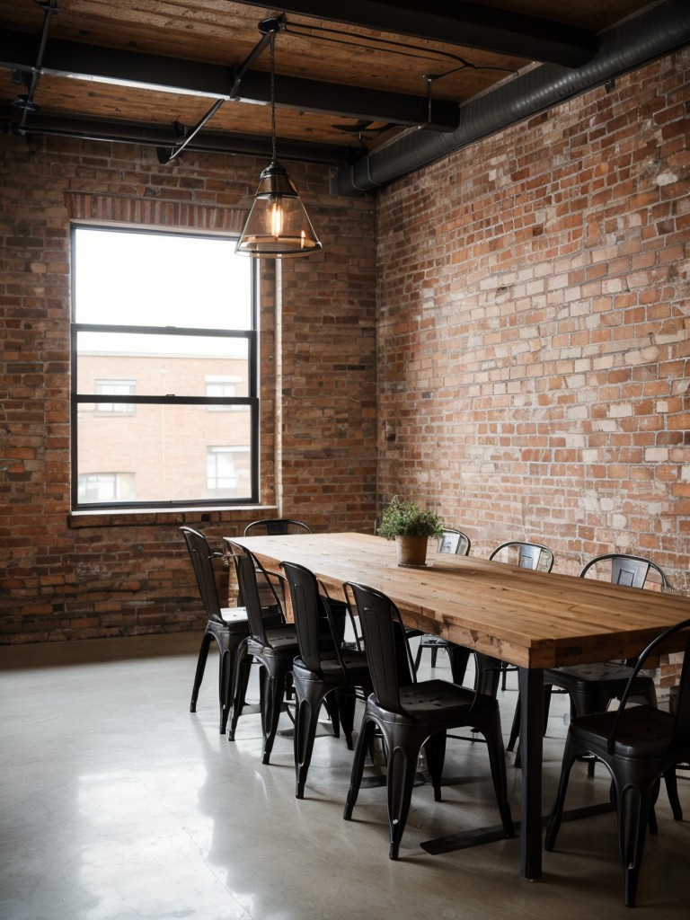 industrial-dining-room-ideas-exposed-brick-walls-metal-accents-vintage-furniture