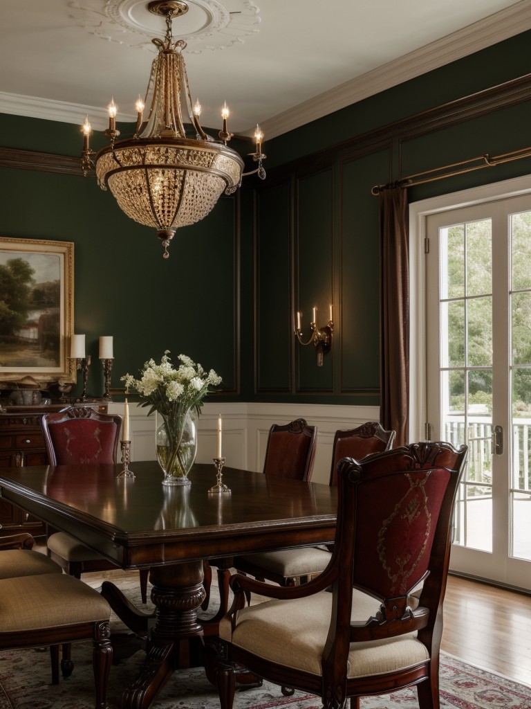 traditional-dining-room-ideas-classic-furniture-ornate-chandeliers-rich-color-schemes-such-deep-burgundy-forest-green