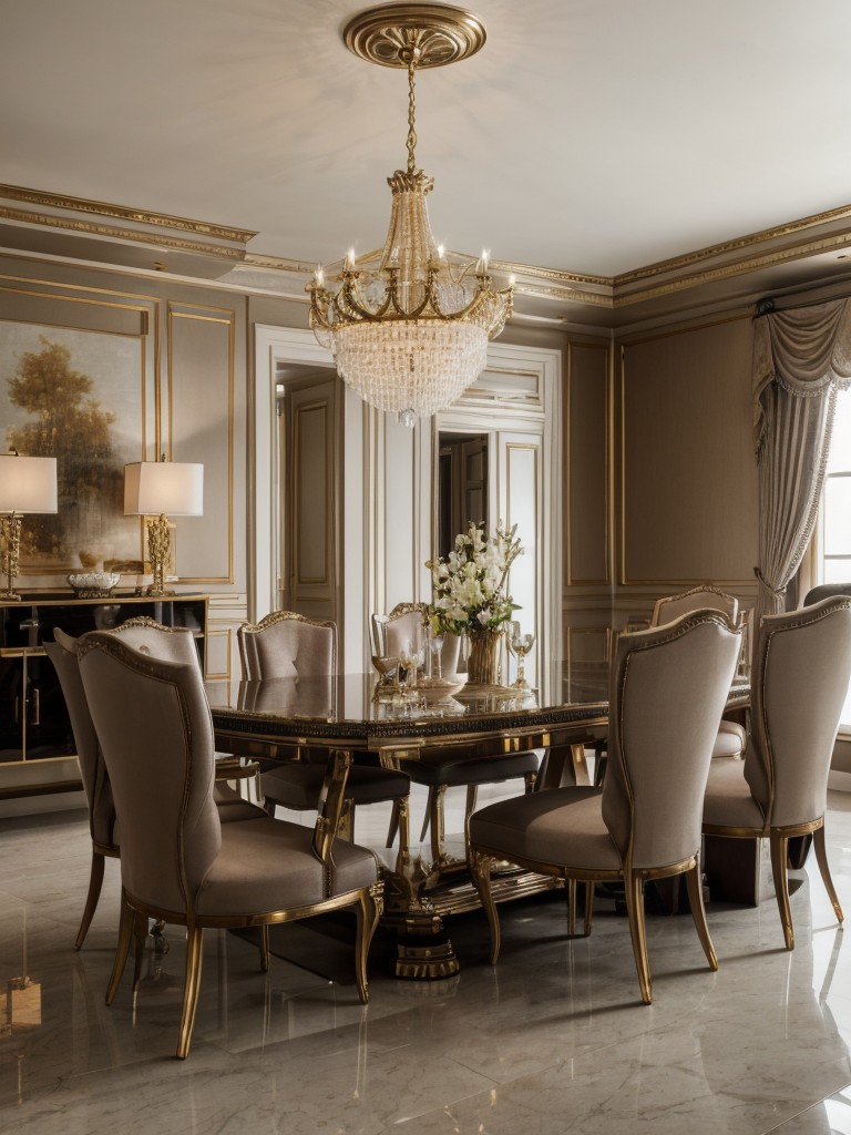 glamorous-dining-room-ideas-luxurious-furniture-metallic-accents-statement-lighting-opulent-elegant-feel