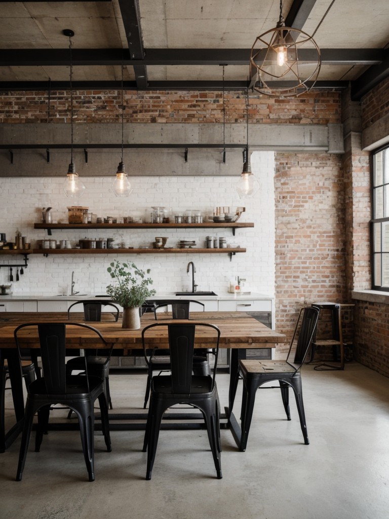 industrial-dining-room-ideas-exposed-brick-walls-metal-accents-reclaimed-wood-furniture-rustic-urban-look