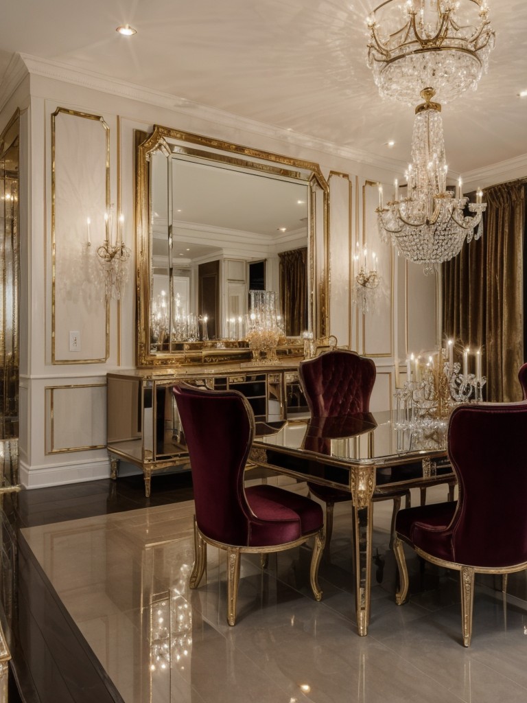 glamorous-dining-room-ideas-touch-luxury-using-velvet-metallic-accents-crystal-chandeliers-statement-mirrors