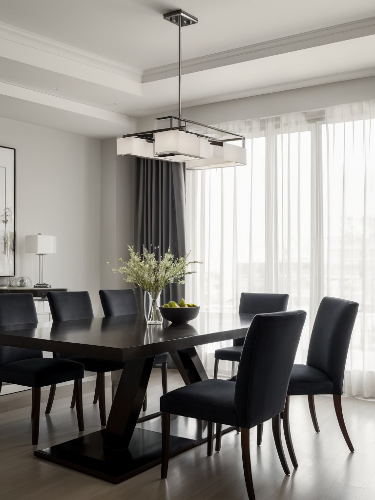 contemporary-dining-room-ideas-sleek-furniture-monochromatic-color-scheme-modern-lighting-fixtures
