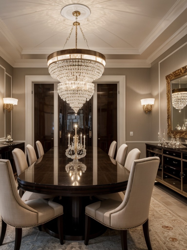 glamorous-dining-room-ideas-luxurious-materials-crystal-chandeliers-dramatic-accents