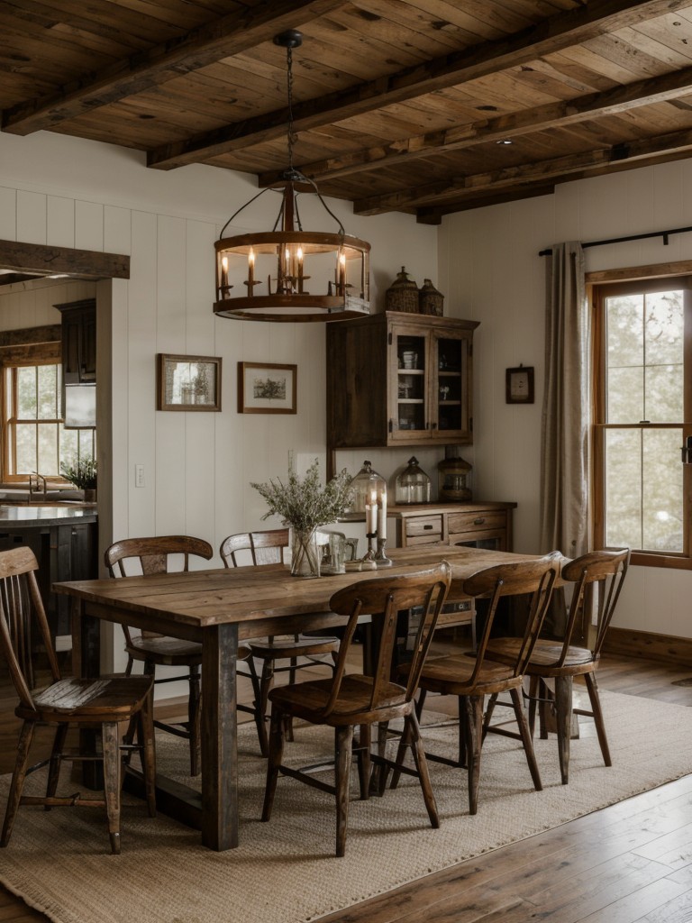rustic-farmhouse-dining-room-ideas-distressed-wood-furniture-vintage-accents-cozy-welcoming-atmosphere