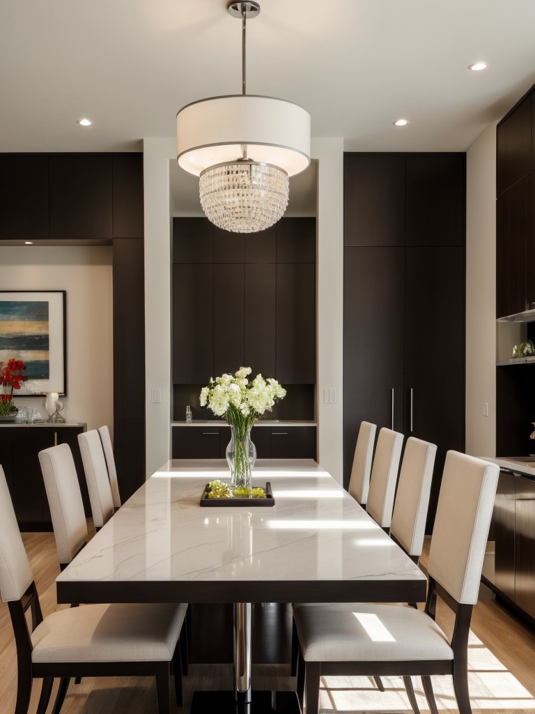contemporary-dining-room-ideas-sleek-polished-furniture-bold-color-choices-statement-lighting