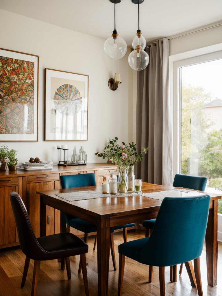 eclectic-dining-room-ideas-mix-vintage-modern-furniture-bold-patterns-unique-artwork