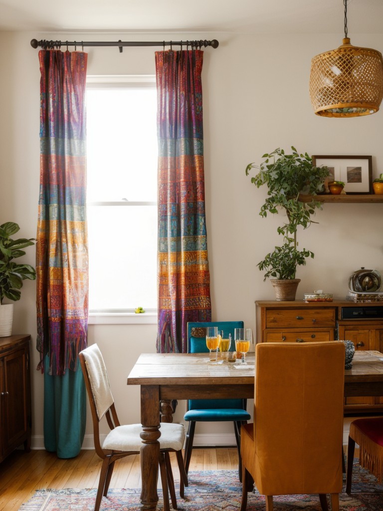 bohemian-dining-room-ideas-eclectic-mix-patterns-textures-vibrant-colors-creating-free-spirited-lively-atmosphere