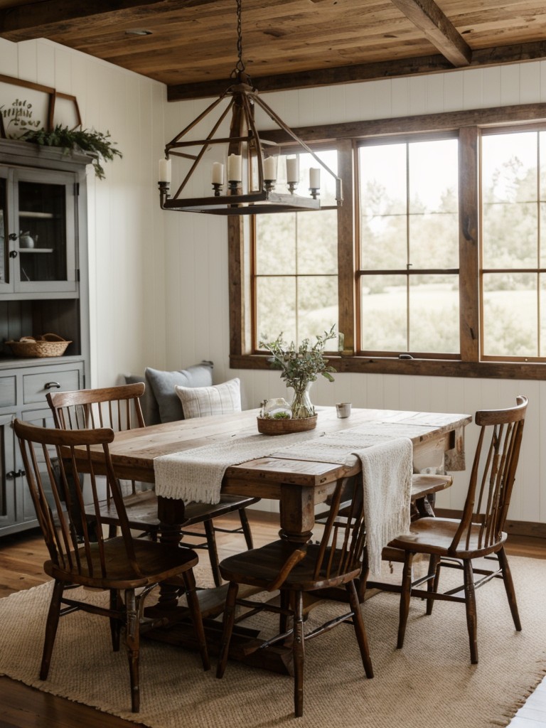 farmhouse-dining-room-ideas-rustic-wooden-furniture-cozy-textiles-vintage-accessories