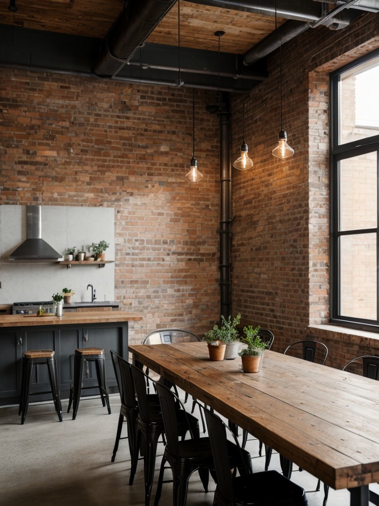 industrial-dining-room-ideas-exposed-brick-walls-metal-accents-salvaged-furniture-pieces