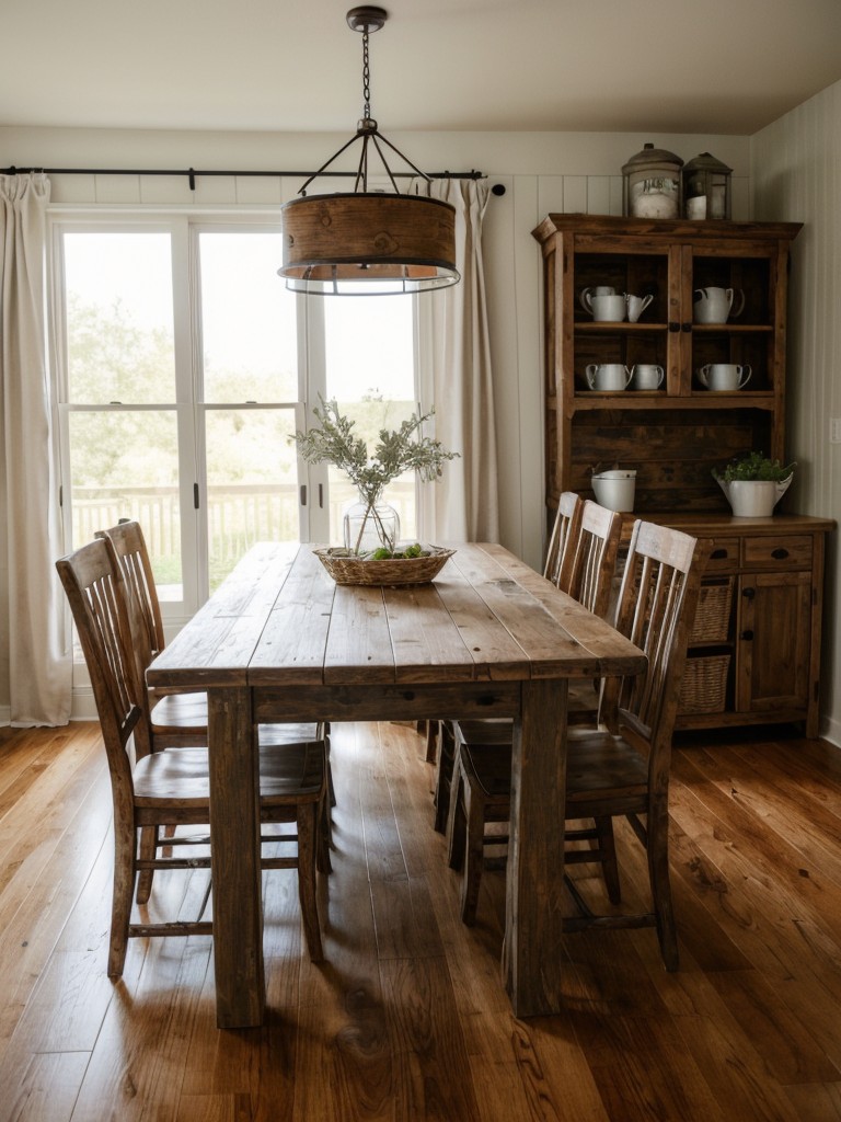 cozy-farmhouse-dining-room-ideas-rustic-wooden-furniture-shabby-chic-decor-warm-color-palette