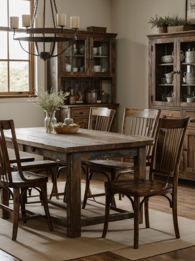 farmhouse-dining-room-ideas-rustic-charm-distressed-wood-furniture-vintage-inspired-accessories