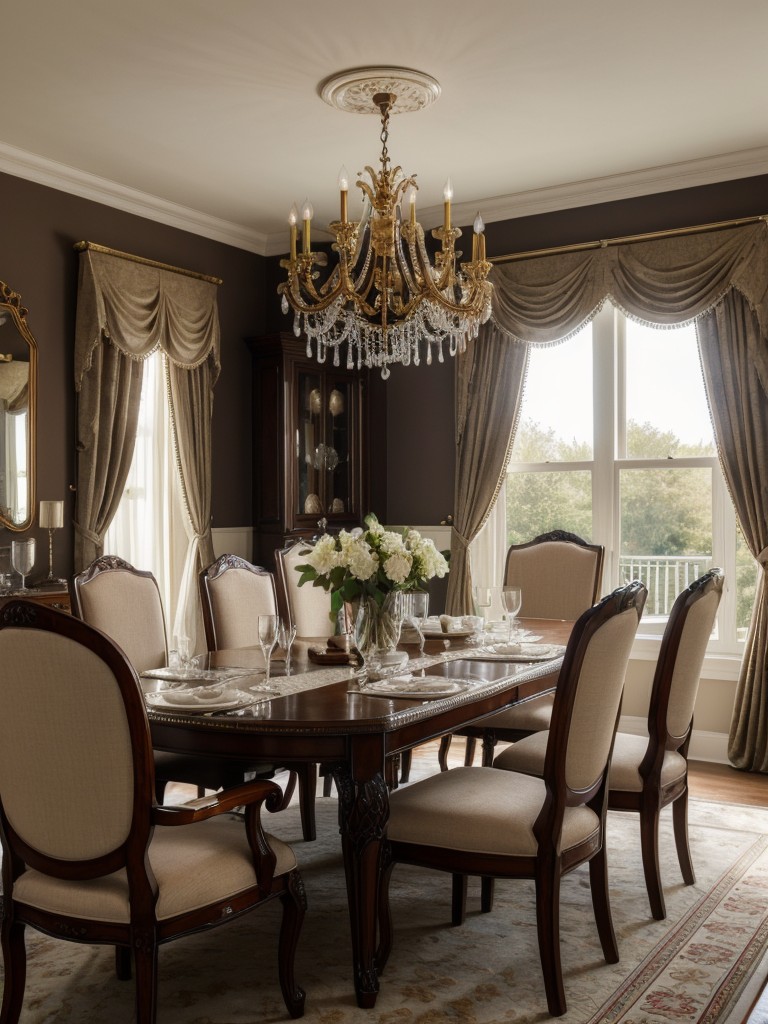 traditional-dining-room-ideas-elegant-furniture-ornate-chandeliers-classic-patterns-curtains-upholstery