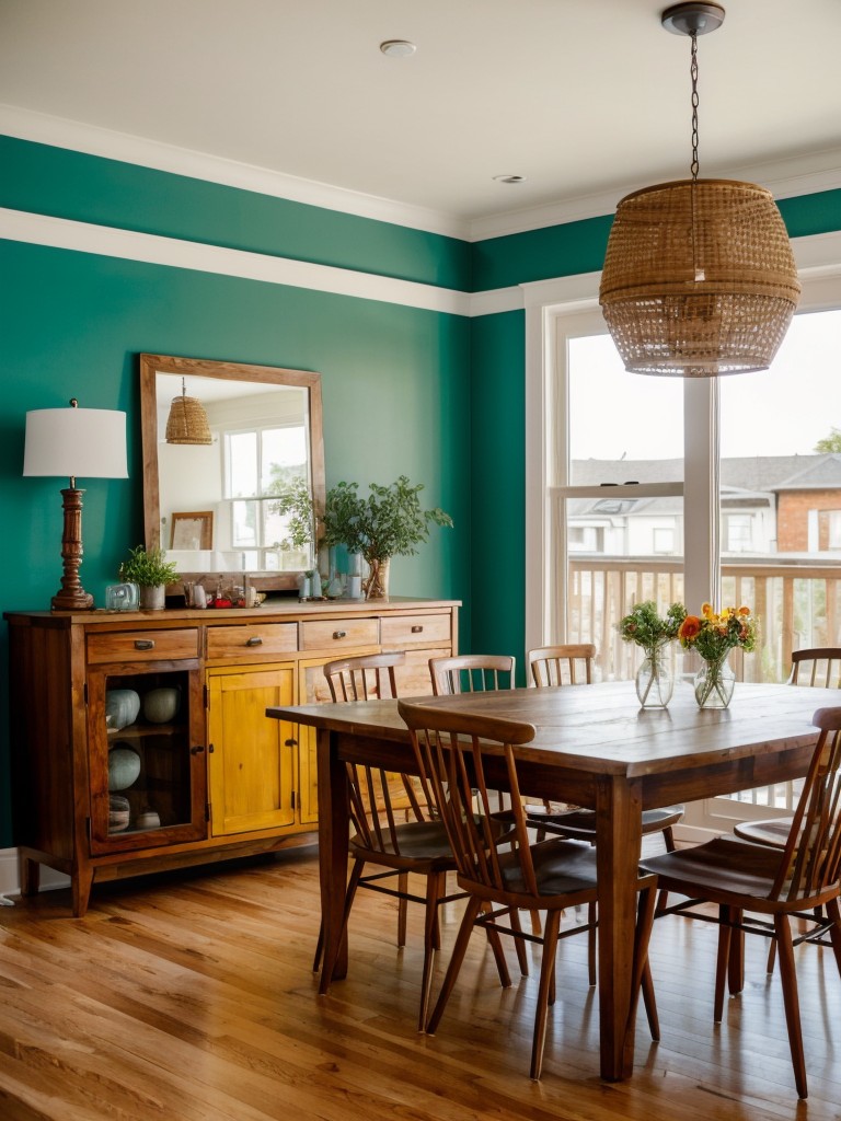 eclectic-dining-room-ideas-mix-different-furniture-styles-vibrant-colors-quirky-decor