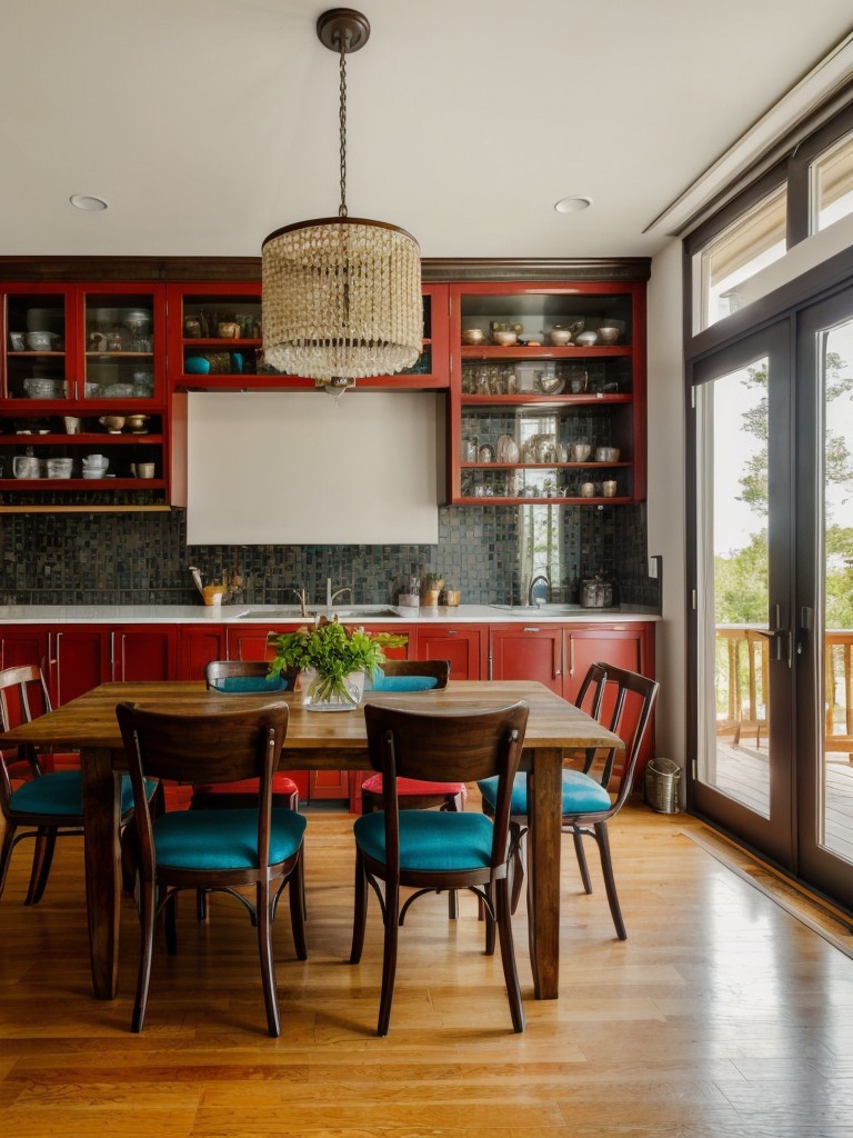 eclectic-dining-room-ideas-mix-different-furniture-styles-vibrant-colors-unique-artwork-resulting-visually-striking-eclectic-space