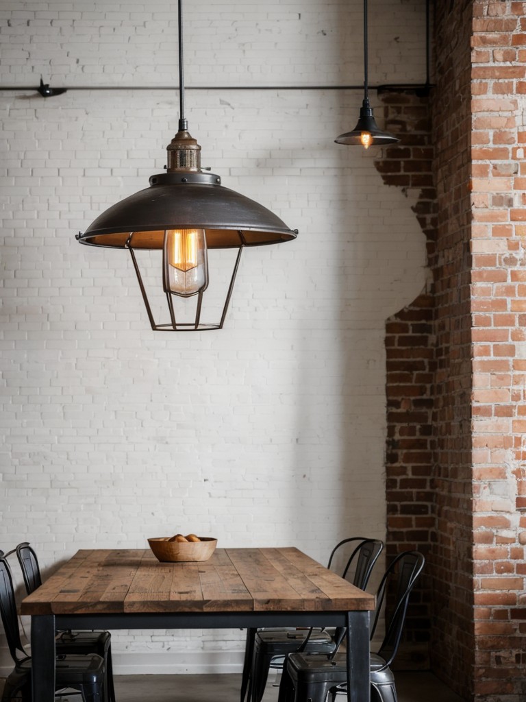 industrial-dining-room-ideas-exposed-brick-walls-metal-furniture-pendant-lights-creating-modern-edgy-atmosphere