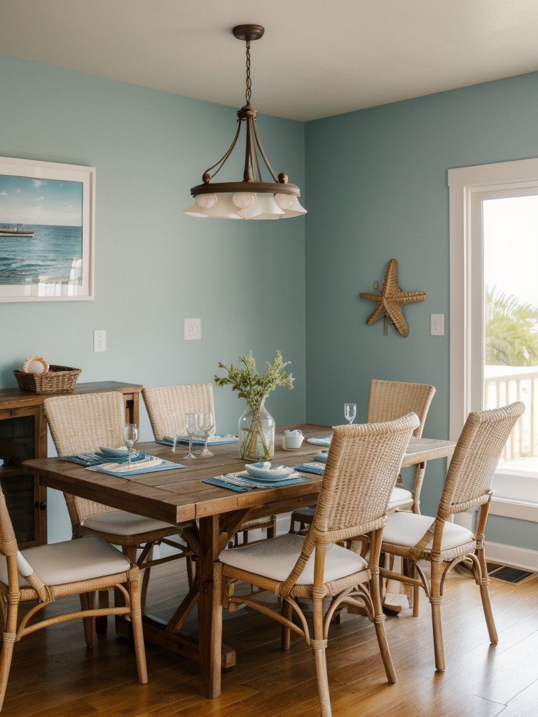 coastal-dining-room-ideas-beachy-vibe-light-breezy-color-scheme-nautical-decor-elements-like-seashells-anchors
