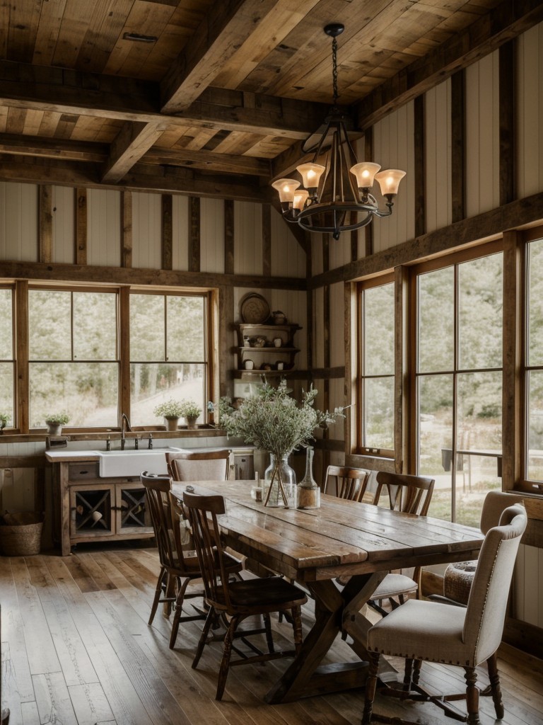 farmhouse-dining-room-ideas-rustic-cozy-atmosphere-vintage-furniture-natural-elements-like-wood-stone